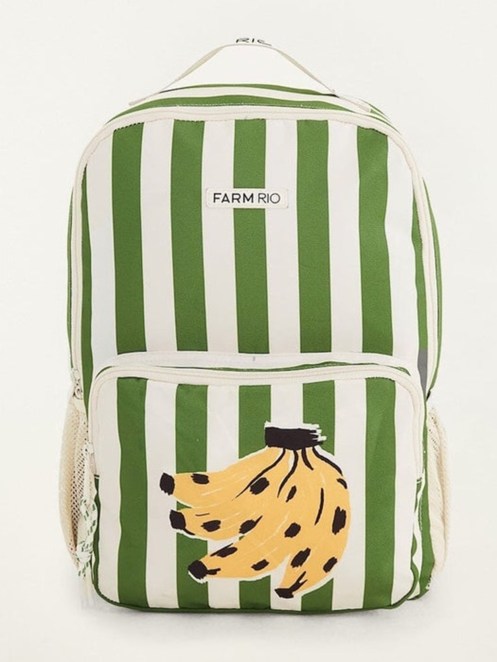 NEW FARM Rio Green Tropical Banana Backpack Stripe Pockets Size 16" x 12" x 5.5"